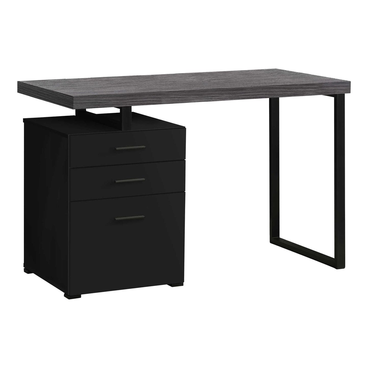 48" Black and Grey Computer Desk with Storage & Reversible Setup