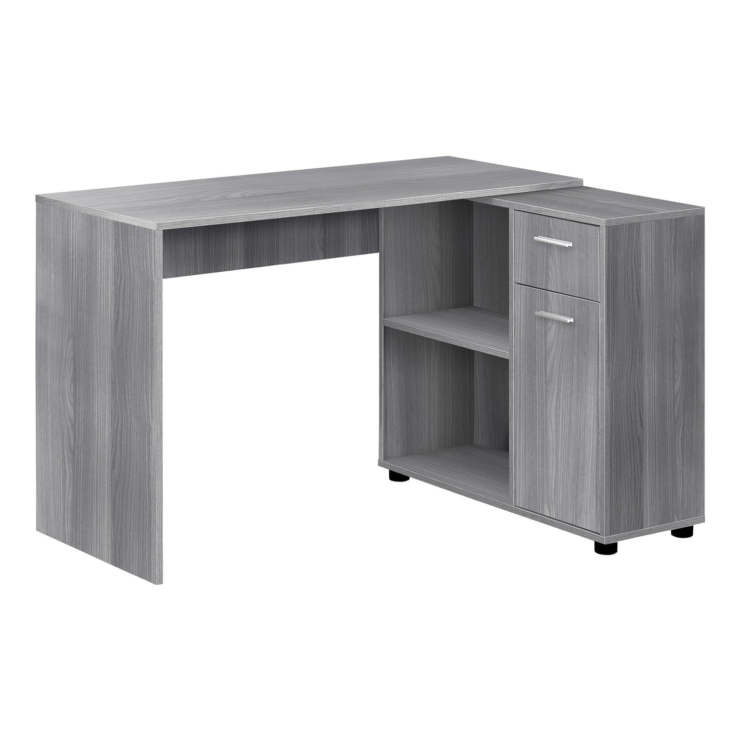 L-Shaped Student Desk – Grey Wood Look Corner Computer Desk with Storage