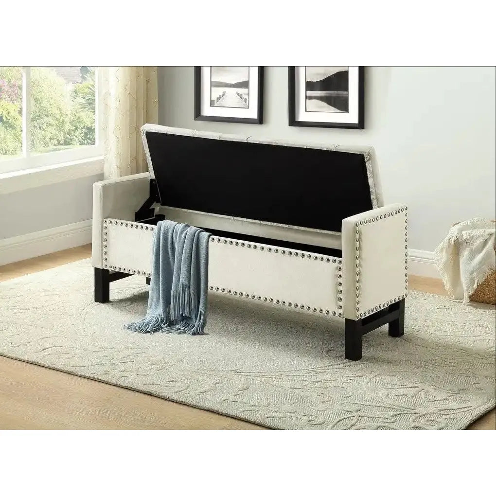 Ceram Velvet Storage Bench with Hidden Compartment for living room