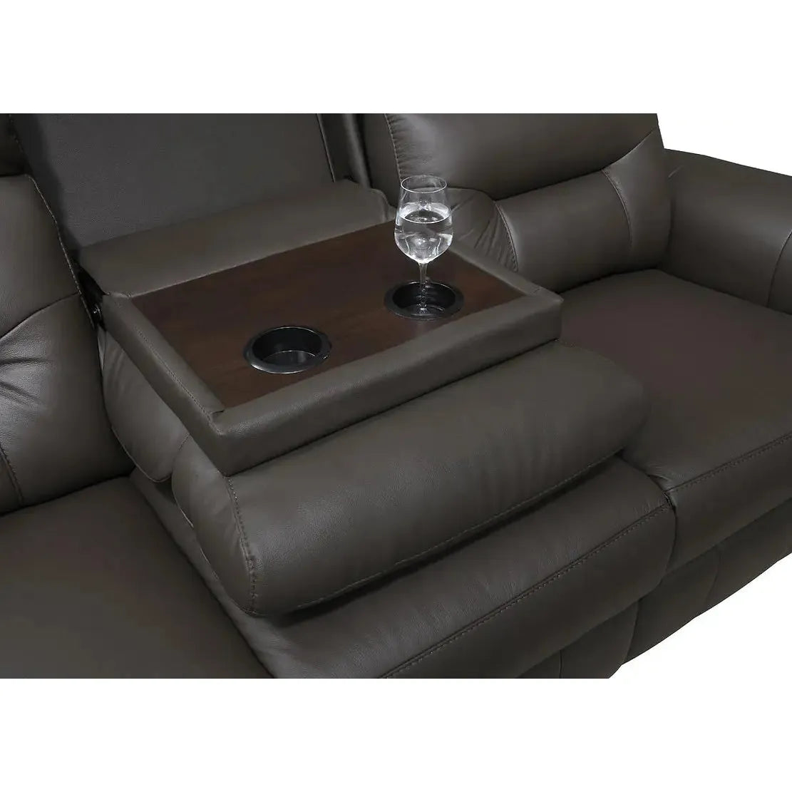 leather recliner with a built-in cup holder