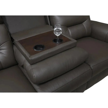 leather recliner with a built-in cup holder