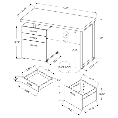 48" Reversible Computer Desk with Grey Wood-Look Finish and Storage Drawers