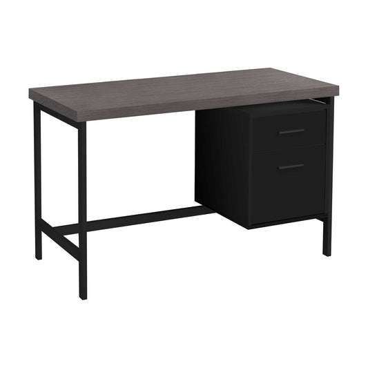 Black and Grey Computer Desk with File Drawer And storage Drawers