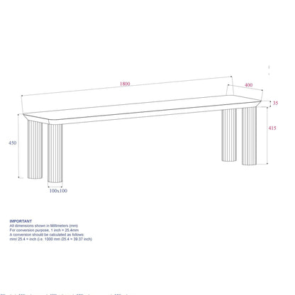 Sangra 71 Wood Dining Bench – Solid Mango with Natural Finish