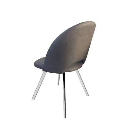 Modern dining chair with a gray cushioned seat and backrest 