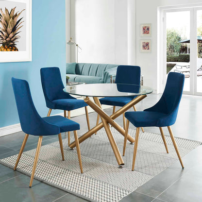 Carmilla Velvet Dining Chairs – with Gold Metal Legs - Set of 2