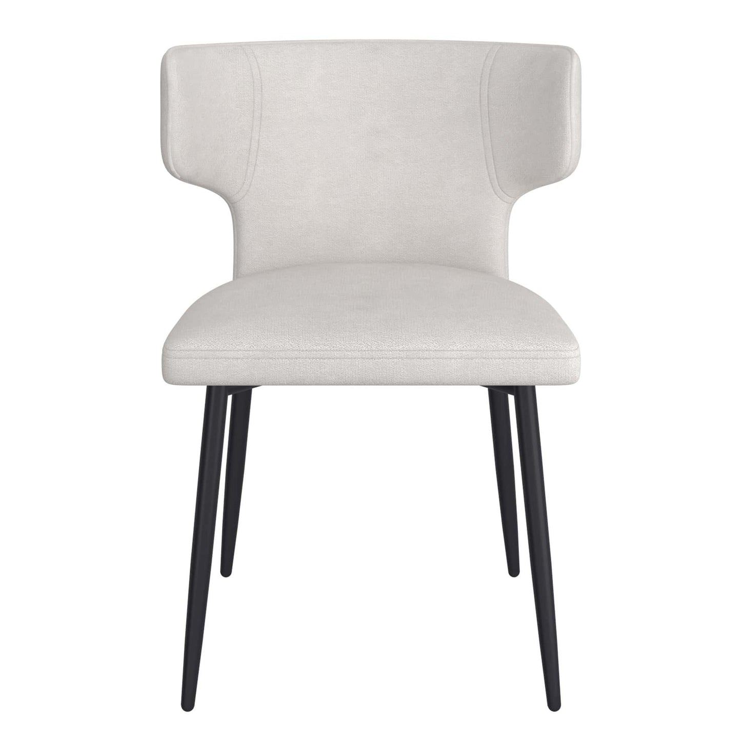 Olis Dining Chairs – Beige Fabric Upholstery with Black Metal Legs - Set of 2