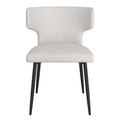 Olis Dining Chairs – Beige Fabric Upholstery with Black Metal Legs - Set of 2