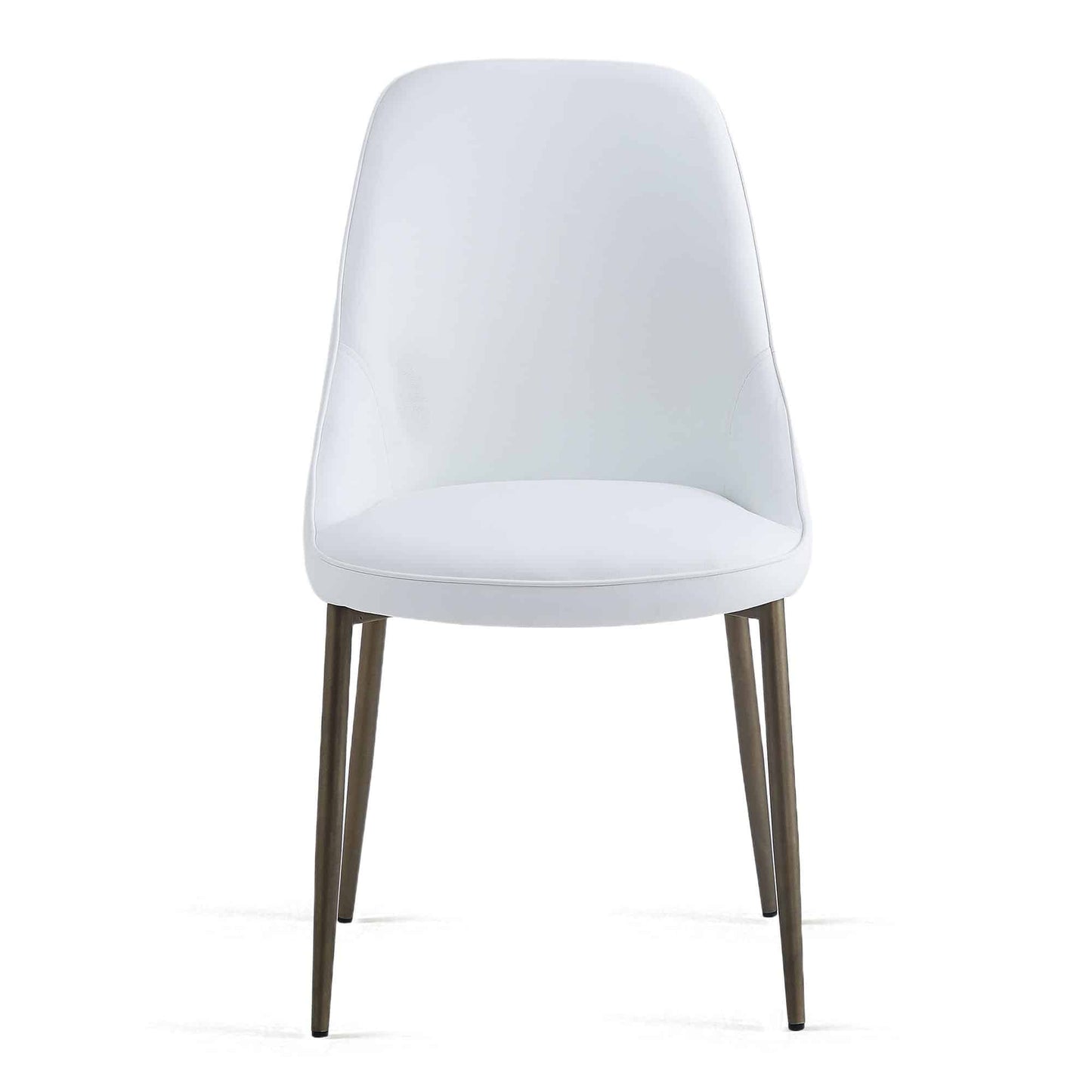 Cleo Mid-Century Modern Side Chair, Faux Leather Upholstery with Aged Gold Legs - Set of 2