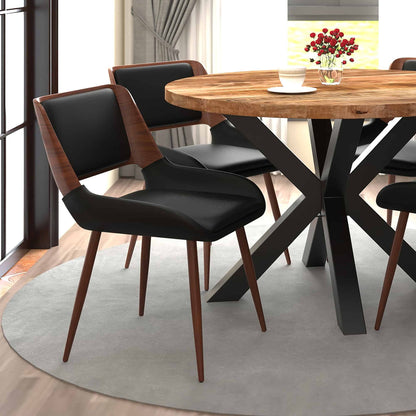 Hudson Mid-Century Modern Side Chair – Faux Leather Dining or Accent Chair