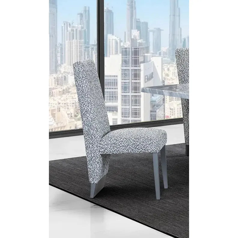 side profile of floral pattern dining chair 