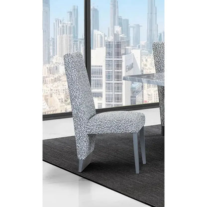side profile of floral pattern dining chair 