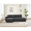 Florence Contemporary Compact Grey Velvet Sectional Sofa with Fine Lines. For Living Room