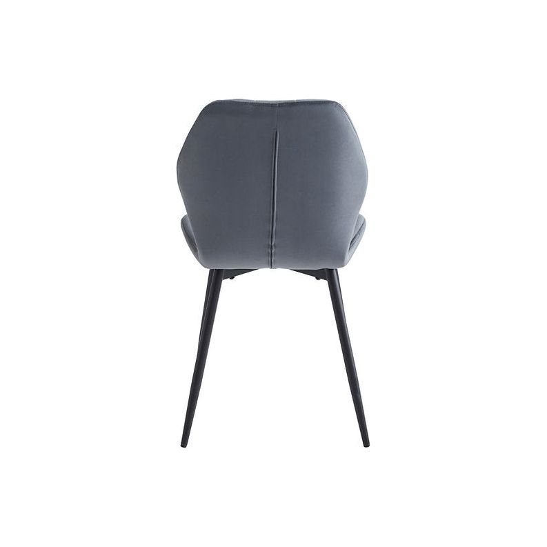 Back of dark grey dining chair