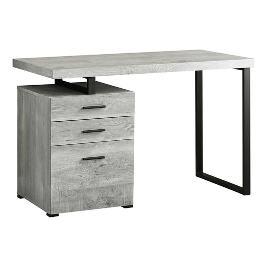 Grey Reclaimed Wood Computer Desk with Storage Drawers