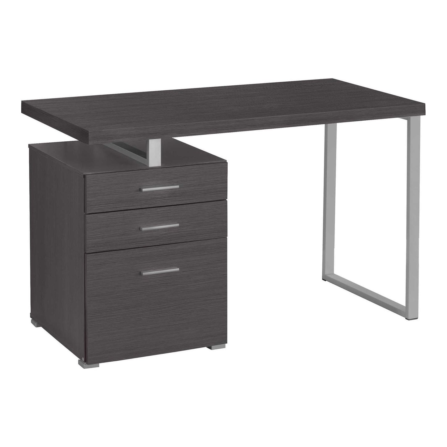 48" Reversible Computer Desk with Grey Wood-Look Finish and Storage Drawers