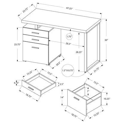 48" Espresso Reversible Computer Desk with Storage Drawers