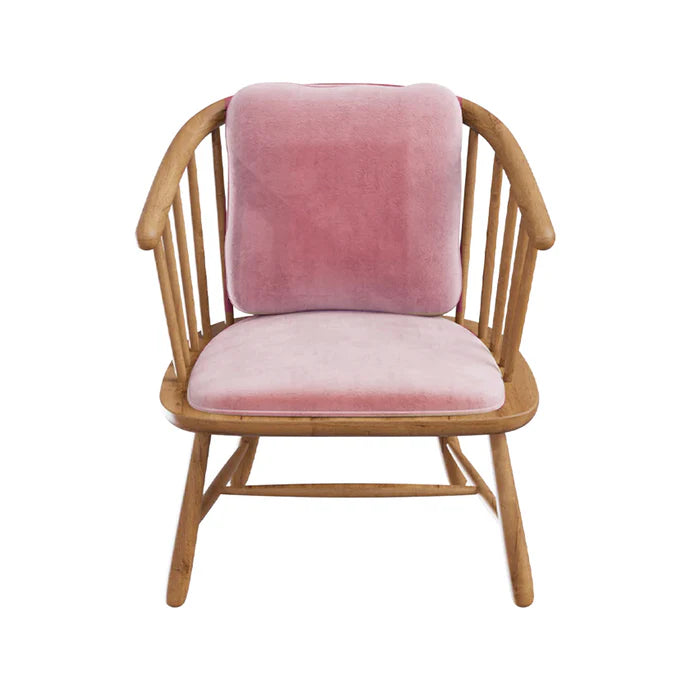 Pink Color Century Leather Show Wood Chair For Living Room