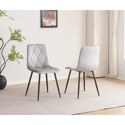Two light  gray dining chairs 