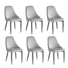 Set of six light grey chairs with black legs 