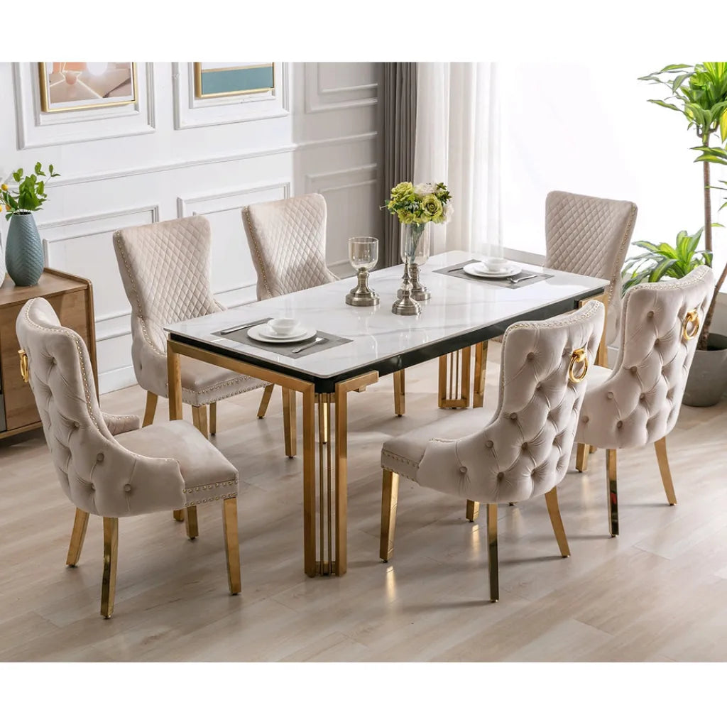 Ceramic Marble dining set for 6 people