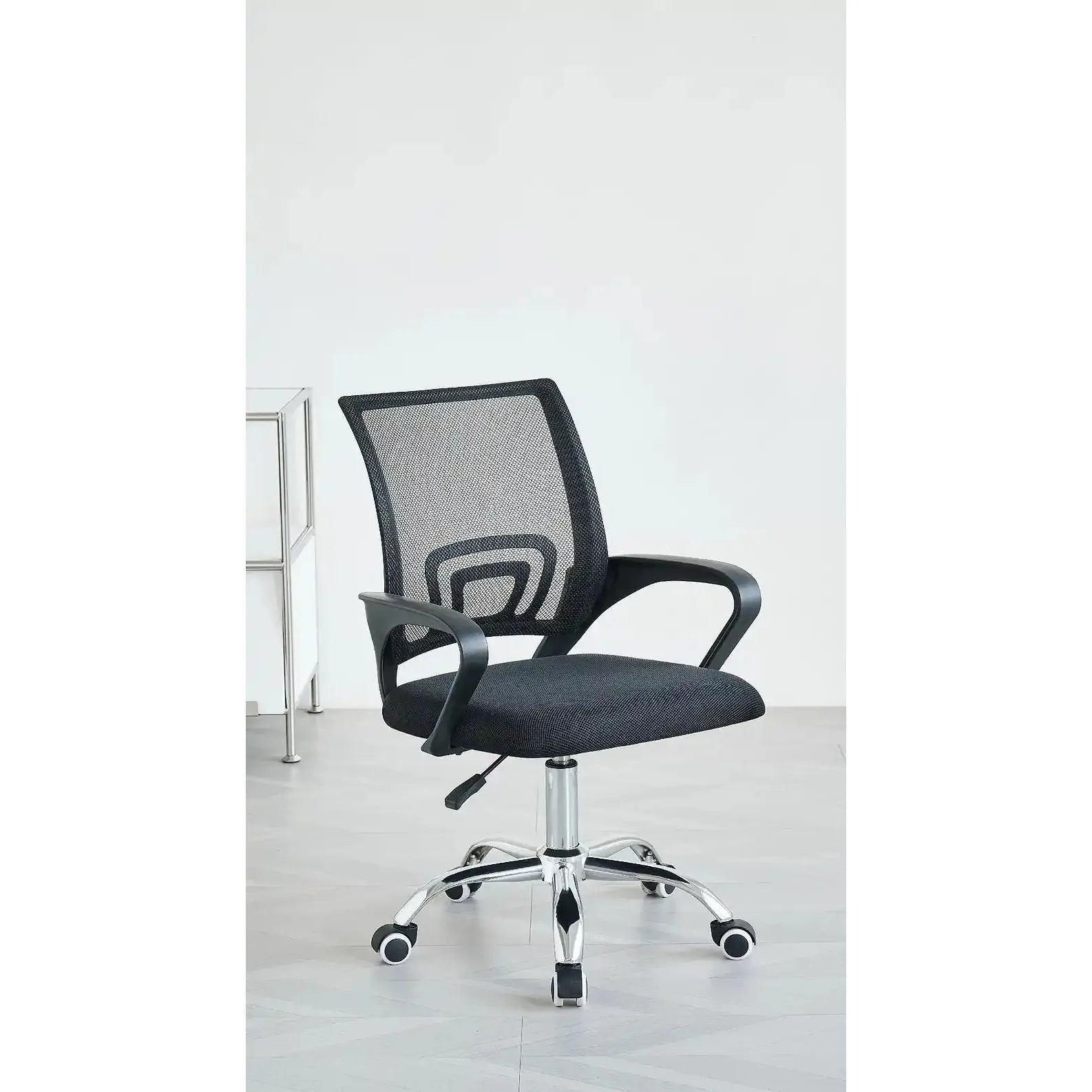Black office chair with mesh backrest 