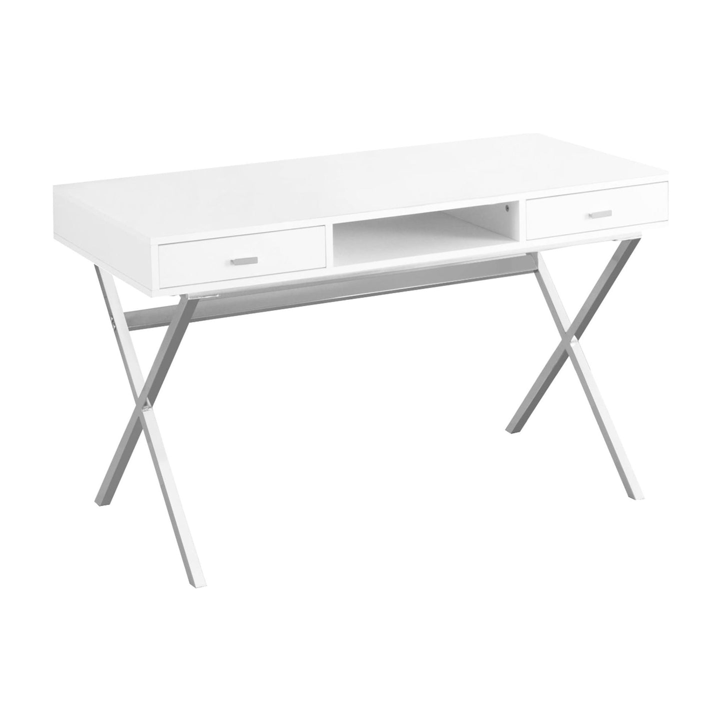 Glossy White Compact Design Computer Desk with Storage Drawers