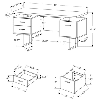 White Computer Desk with Drawers – Home Office Desk with File Storage and Reversible Setup