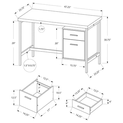Black and Grey Computer Desk with File Drawer And storage Drawers