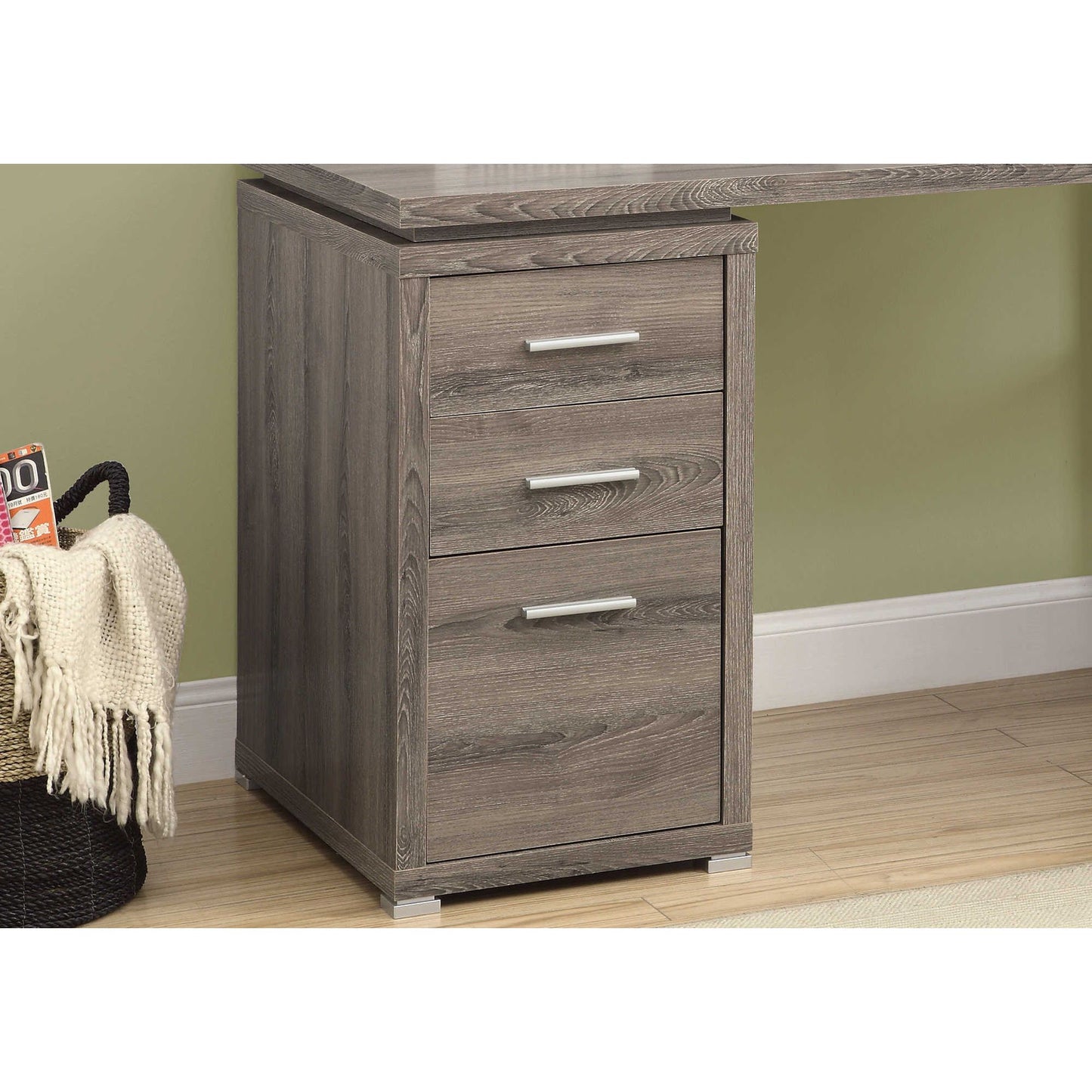 L-shaped  Computer Desk With Storage - Reversible Corner Office Desk in Dark Taupe