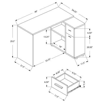 L-Shaped Student Desk – Grey Wood Look Corner Computer Desk with Storage