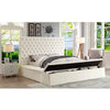 Beige Velvet King Storage Bed with Tufted Headboard 