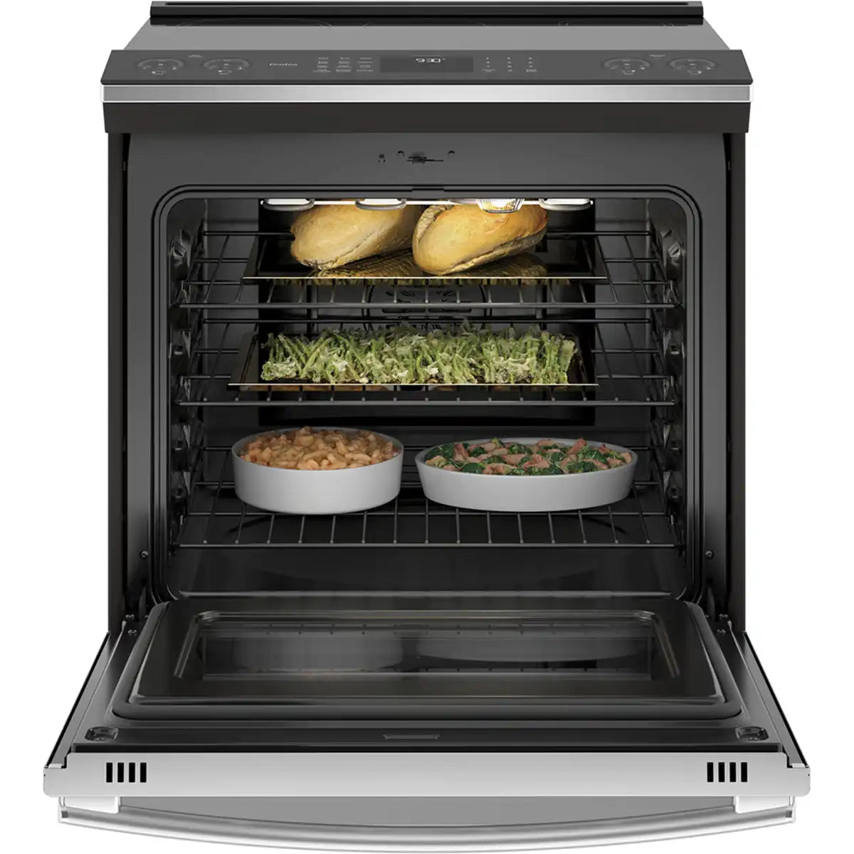 GE Profile 30" Slide-In Induction Range – Air Fry – No Preheat – Stainless Steel – PCHS920YMFS