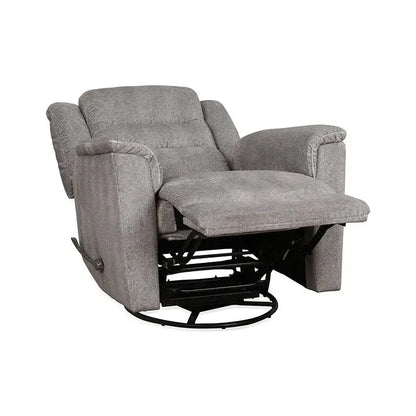 Gray recliner chair with swivel base 