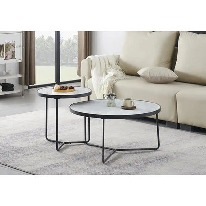 round marble coffee table set