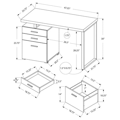 Brown Reclaimed Wood Computer Desk with Storage Drawers – Reversible