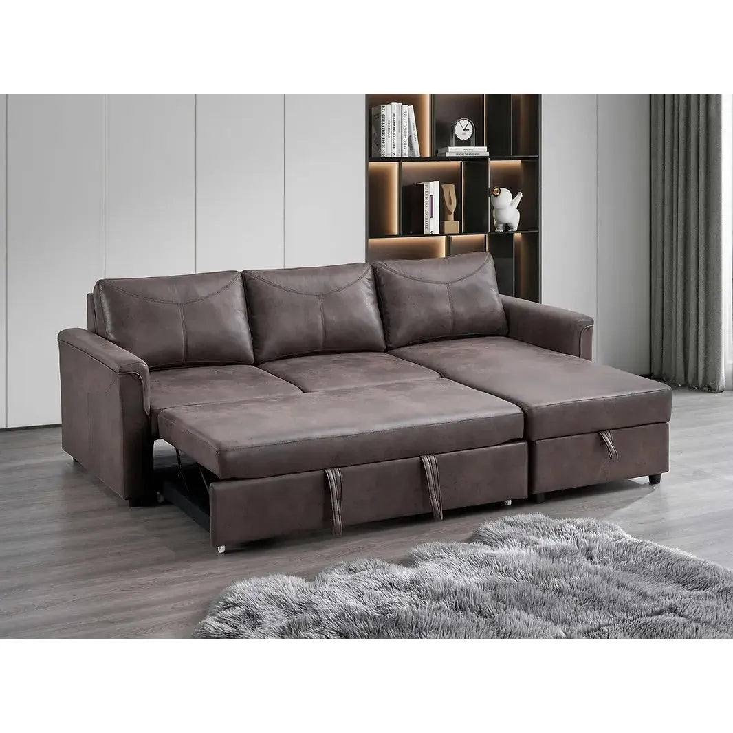 Brown sectional sofa Bed With Storage Option For living room 