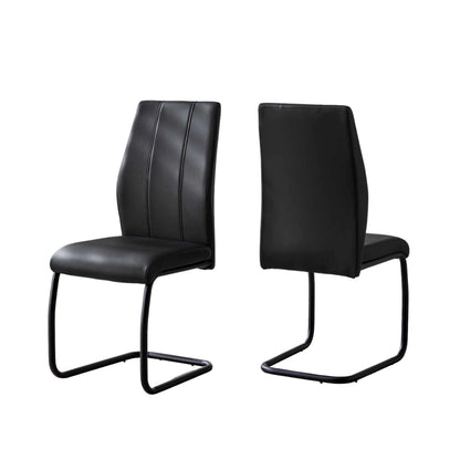 Leather Look Dining Chair – Cushioned Seat - U-Shaped Legs - 2pcs