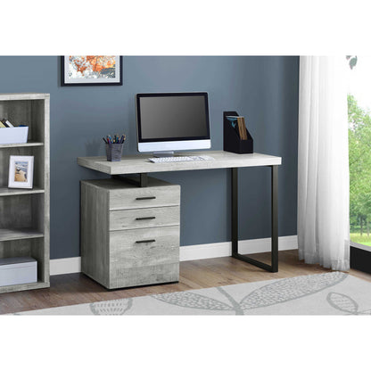 Grey Reclaimed Wood Computer Desk with Storage Drawers