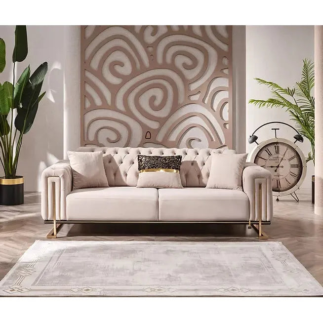 DREAMS Sofa Set with Stainless Steel Legs and Convertible Bed