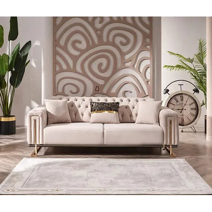 DREAMS Sofa Set with Stainless Steel Legs and Convertible Bed