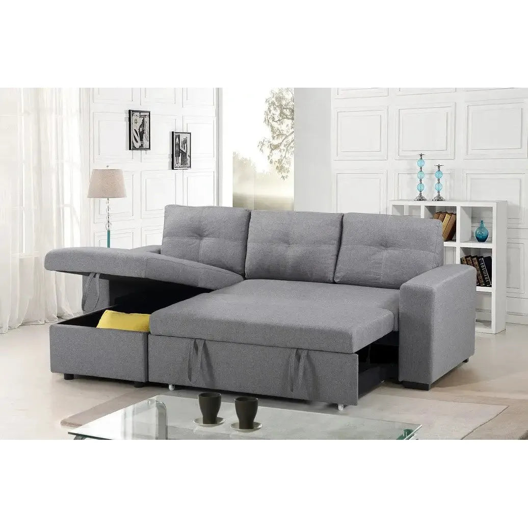 Gray sectional sofa with storage for living room