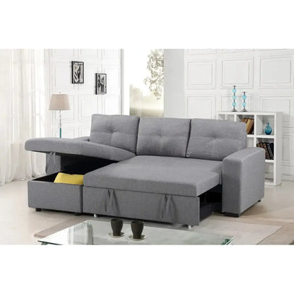 Gray sectional sofa with storage for living room