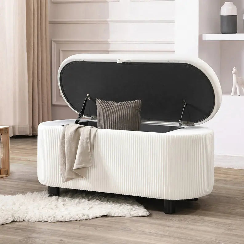 White storage ottoman with Lift-Top