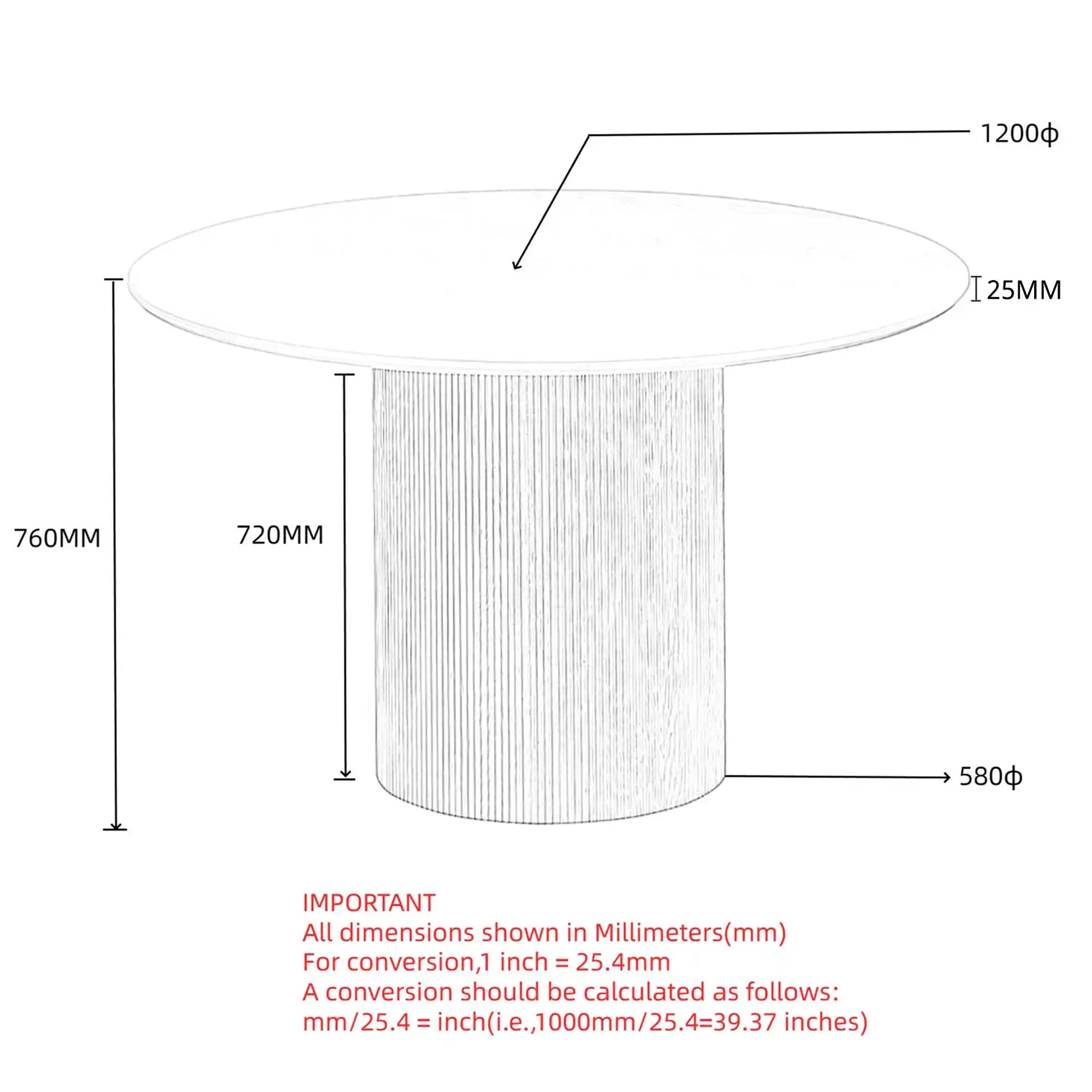 Measurement chart of a cylindrical object with dimensions in millimeters