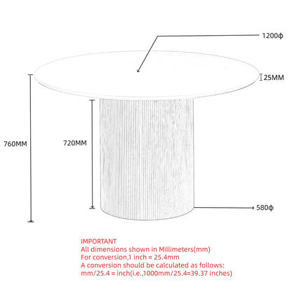 Measurement chart of a cylindrical object with dimensions in millimeters