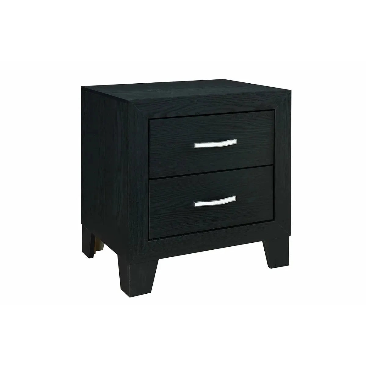Black two-drawer nightstand 
