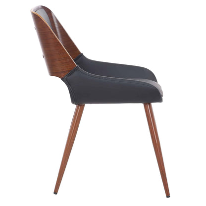 Hudson Mid-Century Modern Side Chair – Faux Leather Dining or Accent Chair