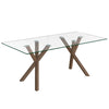 Stark 71 Modern Glass Dining Table with Metal Geometric Base