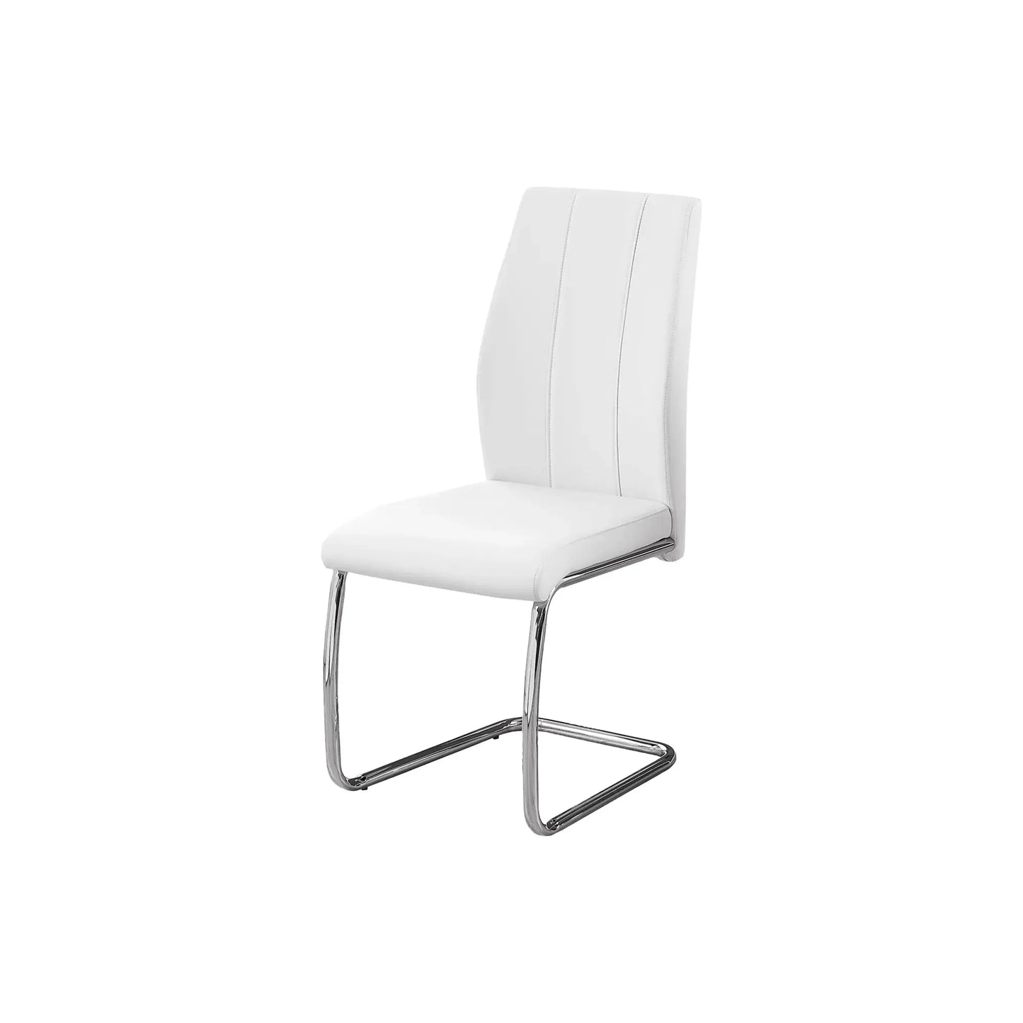 White Leather Look Dining Chair - U-Shaped Chrome Legs - 2pcs